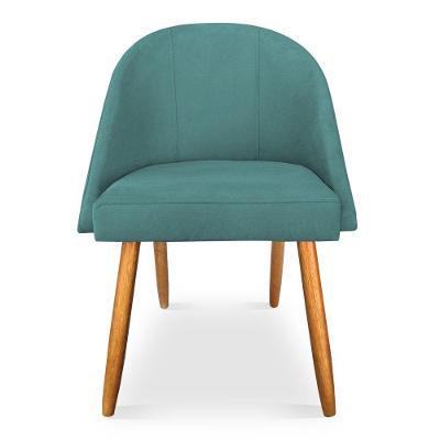 Kit 06 Cadeiras Jantar Bela Suede Azul Turquesa Pés Palito Castanho - Pallazio