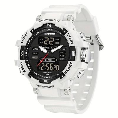 Relógio De Pulso De Quartzo De Moda Esportiva Masculina, Resistênte à água Branco-b