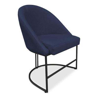 Cadeira Poltrona De Jantar Bela Suede Base Metálica Industrial Preto - Pallazio Azul Marinho