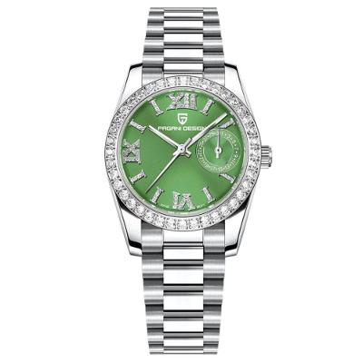 Relógio Feminino Mostrador Em Numero Romanos Com Strass Movimento De Quartzo Verde