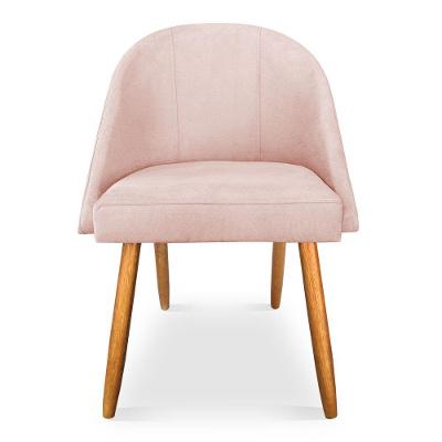 Kit 06 Cadeiras Jantar Bela Suede Rosa Bebê Pés Palito Castanho - Pallazio