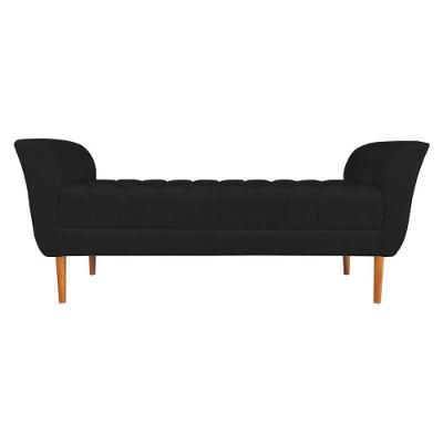 Calçadeira Recamier Casal 1,50m Londres Veludo Preto - Pallazio