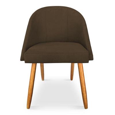 Kit 08 Cadeiras Jantar Bela Suede Marrom Pés Palito Castanho - Pallazio