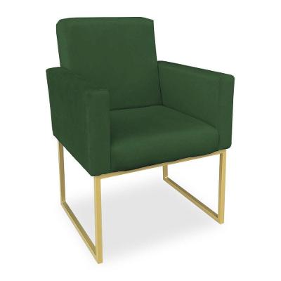 Poltrona Clarice Veludo Base Metálica Industrial Dourado - Pallazio Verde