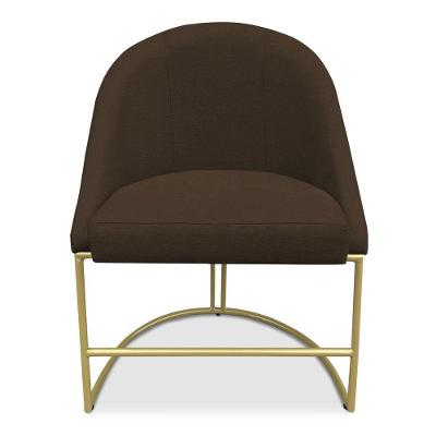 Cadeira Poltrona De Jantar Bela Suede Base Metálica Industrial Dourado - Pallazio Marrom