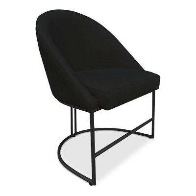 Cadeira Poltrona De Jantar Bela Suede Base Metálica Industrial Preto Pallazio Preto