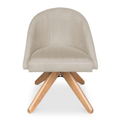 Kit 04 Poltronas Cadeira Giratória Bela Suede Base De Madeira - Pallazio Bege