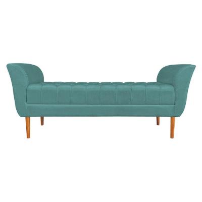 Calçadeira Recamier Casal 1,50m Londres Veludo - Pallazio Azul Turuqesa