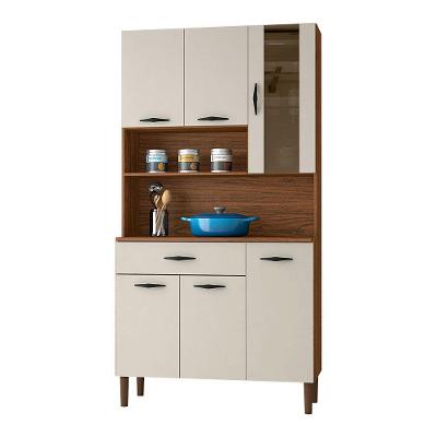 Armário De Cozinha Compacta 6 Portas E 1 Gaveta 90 Cm Gold Nogueira-off White - Pallazio
