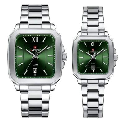 Conjunto De Relógio Casual Simples Quartzo Design Tonneau Impermeavel Casal Verde