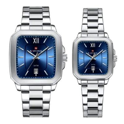 Conjunto De Relógio Casual Simples Quartzo Design Tonneau Impermeavel Casal Azul
