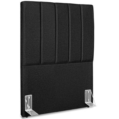 Cabeceira Solteiro 90cm Allia Linho Preto Rm Preto