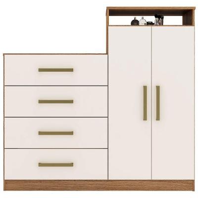 Cômoda áurea 4 Gavetas E 2 Portas Com Nicho 4290 Demóbile Amêndola E Off White