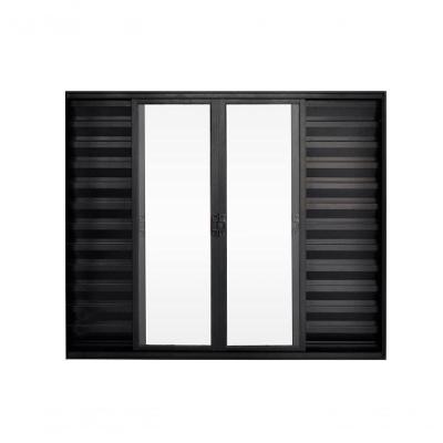 Veneziana 6 Folhas De Correr S/grade 1.00 X 2.00 Alumínio Preto Linha Modular - Hale