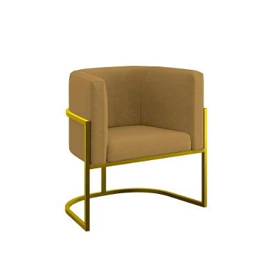 Cadeira Poltrona Decorativa Com Base Metal Gold Reforçada Cor:capuccino Capuccino