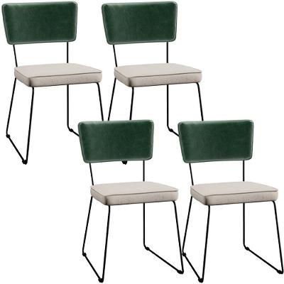 Kit 04 Cadeiras Estofada L02 Facto Verde Musgo Linho Cru