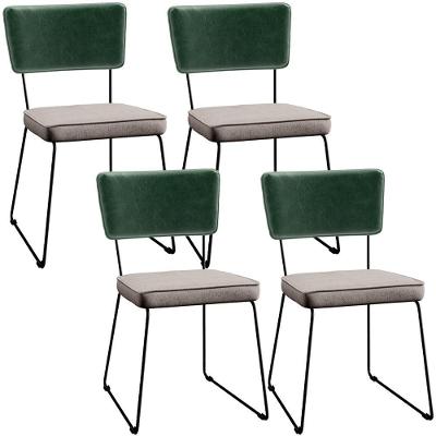 Kit 4 Cadeiras Estofada L02 Facto Verde Musgo Linho Bege