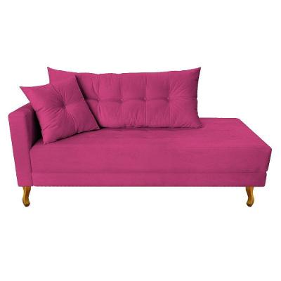 Recamier Azura 185cm Com Almofada Lado Direito Suede Cor Pink