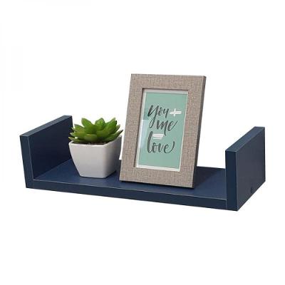 Prateleira em U 40X10cm Azul com Suporte Invisível