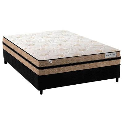 Cama Box Casal: Colchão Molas Ensacadas Plumatex MasterPocket Smart Milano + Base CRC Suede Black(138x188)