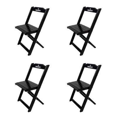 Kit 4 Cadeiras Dobráveis Madeira Personalizada Hei Preta - Cor: Preto
