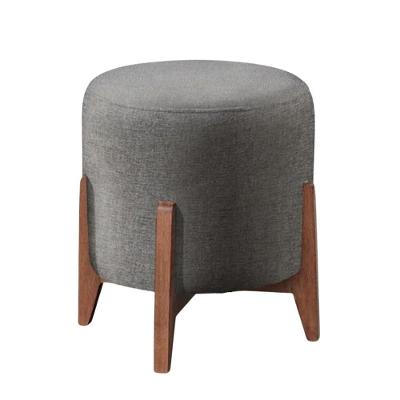 Puff Estofado Decorativo Redondo Sala De Estar Thor Suede cinza