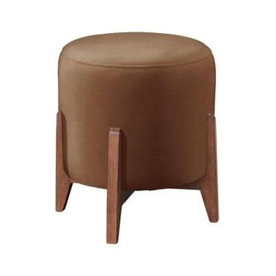 Puff Estofado Decorativo Redondo Thor Corino Caramelo