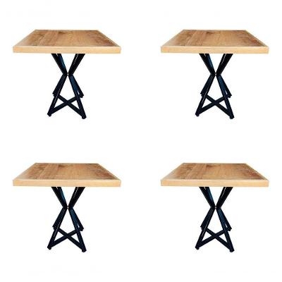 Kit 4 Mesas Bistrô Baixa Madeira Maciça Quadrada 70cm