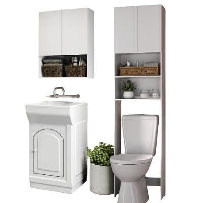 Kit Armário Lavanderia E Banheiro Para Vaso Sanitário Multimóveis Mp5056 Branco Branco