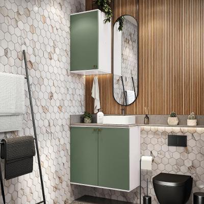 Conjunto Para Banheiro Com Aéreo Kappesberg Celeste 2 Peças Branco/verde 80cm
