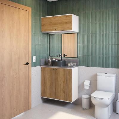Conjunto Para Banheiro Com Basculante Kappesberg Celeste 2 Peças Branco/nogueira 80cm