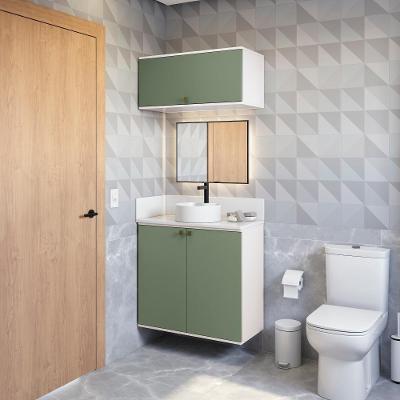 Conjunto Para Banheiro Com Basculante Kappesberg Celeste 2 Peças Branco/verde 80cm