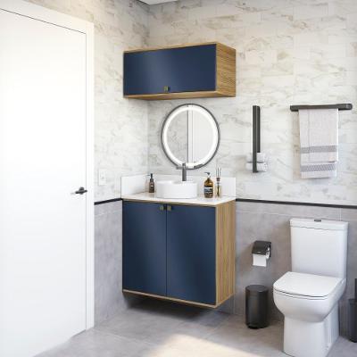 Conjunto Para Banheiro Com Basculante Kappesberg Celeste 2 Peças Nogueira/azul 80cm