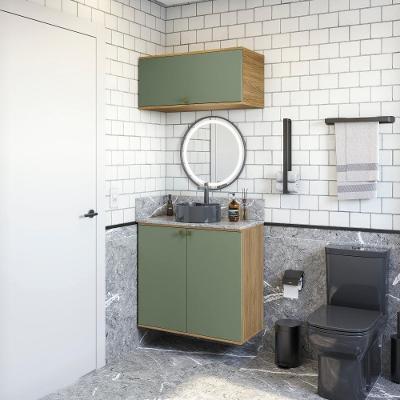 Conjunto Para Banheiro Com Basculante Kappesberg Celeste 2 Peças Nogueira/verde 80cm