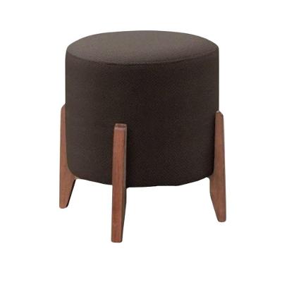 Puff Estofado Decorativo Redondo Thor Veludo marrom