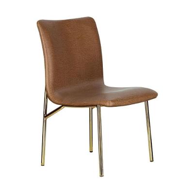 Cadeira De Jantar Estofada E Pés De Ferro Multimóveis Cr50096 Caramelo/dourado Brilho Caramelo/dourado Brilho