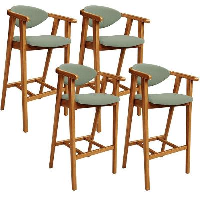 Kit 04 Banquetas Alta Para Cozinha Bancada Bar Sala De Jantar Fixa Cecília L02 Bouclê Oliva