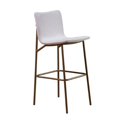 Banqueta Alta Estofada Para Cozinha Bar Multimóveis Cr20281 Off White/dourado Acetinado Off White/dourado Acetinado