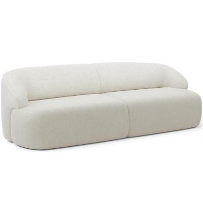 Sofá 3 Lugares Curvo Orgânico Living 220cm Barolo L06 Bouclê Off White