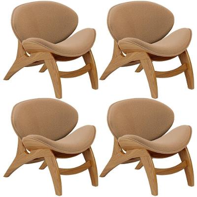 Kit 4 Poltronas Decorativa Orgânica Sala Living Kadosh L02 Bouclê Mostarda