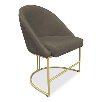 Cadeira Poltrona De Jantar Bela Suede Marrom Rato Base Metálica Industrial Dourado - Pallazio