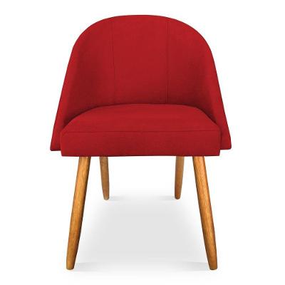 Kit 06 Cadeiras Jantar Bela Suede Vermelho Pés Palito Castanho - Pallazio