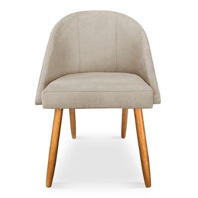 Kit 06 Cadeiras Jantar Bela Suede Bege Pés Palito Castanho - Pallazio