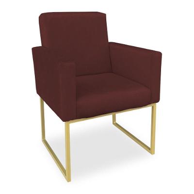 Poltrona Clarice Veludo Base Metálica Industrial Dourado - Pallazio Marsala