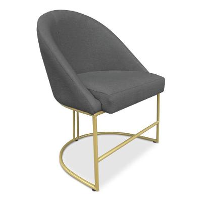 Cadeira Poltrona De Jantar Bela Suede Base Metálica Industrial Dourado Pallazio Grafite