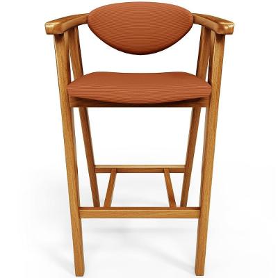 Banqueta Alta Para Cozinha Bancada Bar Sala De Jantar Fixa Cecília L02 Tecido Terracota