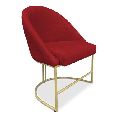 Cadeira Poltrona De Jantar Bela Suede Base Metálica Industrial Dourado Pallazio Vermelho