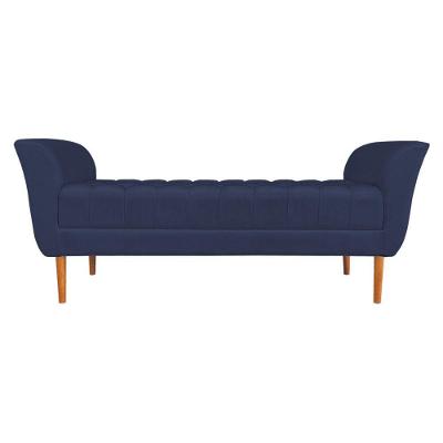 Calçadeira Recamier Casal 1,50m Londres Veludo - Pallazio Azul Marinho