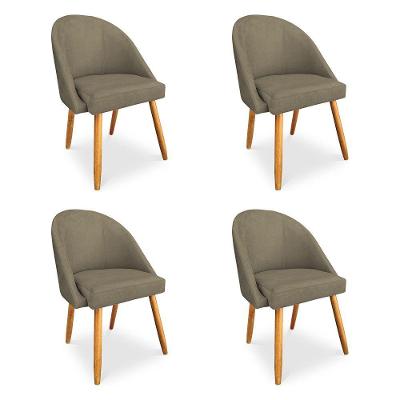 Kit 04 Cadeiras Jantar Bela Suede Pés Palito Castanho - Pallazio Marrom Rato