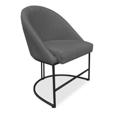 Cadeira Poltrona De Jantar Bela Suede Grafite Base Metálica Industrial Preto - Pallazio